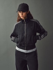 adidas originals Black 3 Stripe Denim Track 100% Cotton Jacket - Image 1 of 12