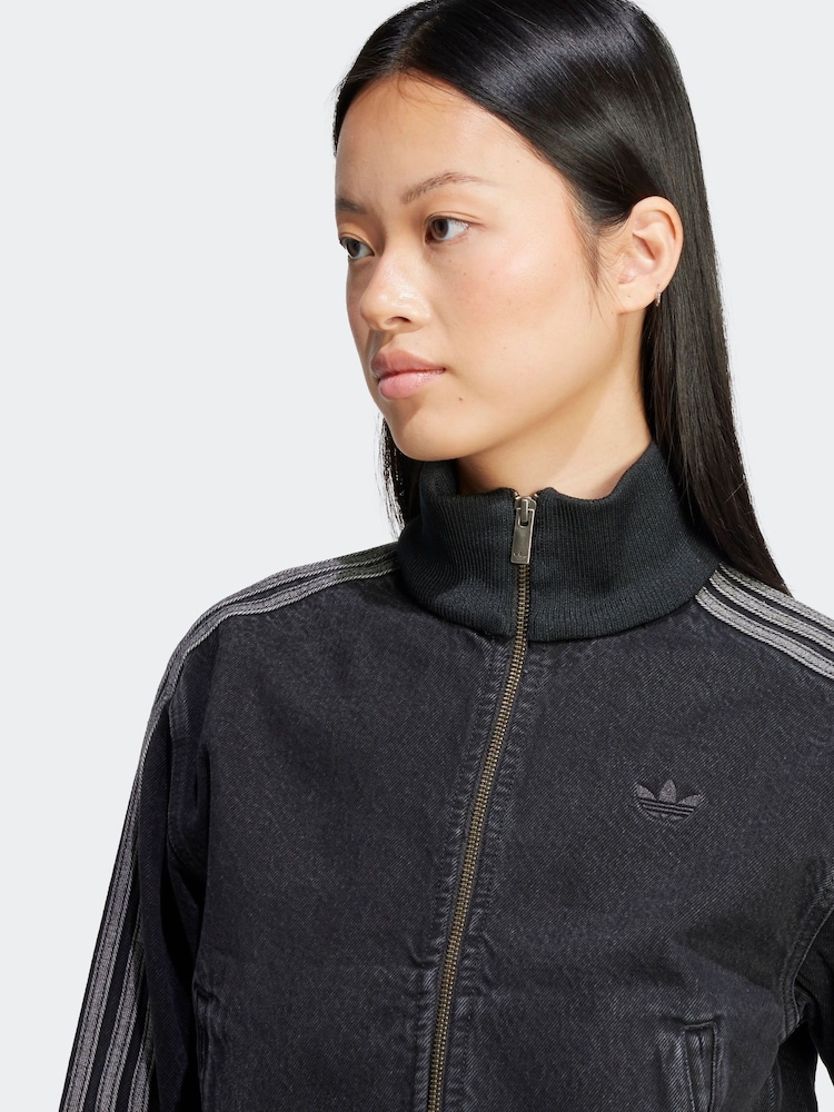 adidas originals Black 3 Stripe Denim Track 100% Cotton Jacket - Image 11 of 12