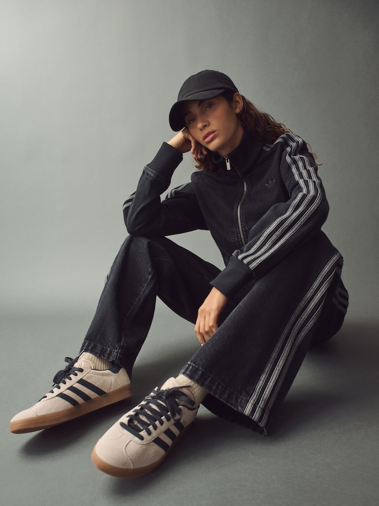 adidas originals Black 3 Stripe Denim Track 100% Cotton Jacket - Image 4 of 12