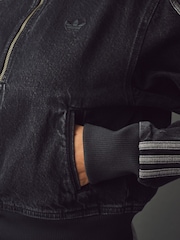 adidas originals Black 3 Stripe Denim Track 100% Cotton Jacket - Image 7 of 12