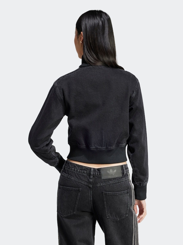 adidas originals Black 3 Stripe Denim Track 100% Cotton Jacket - Image 9 of 12