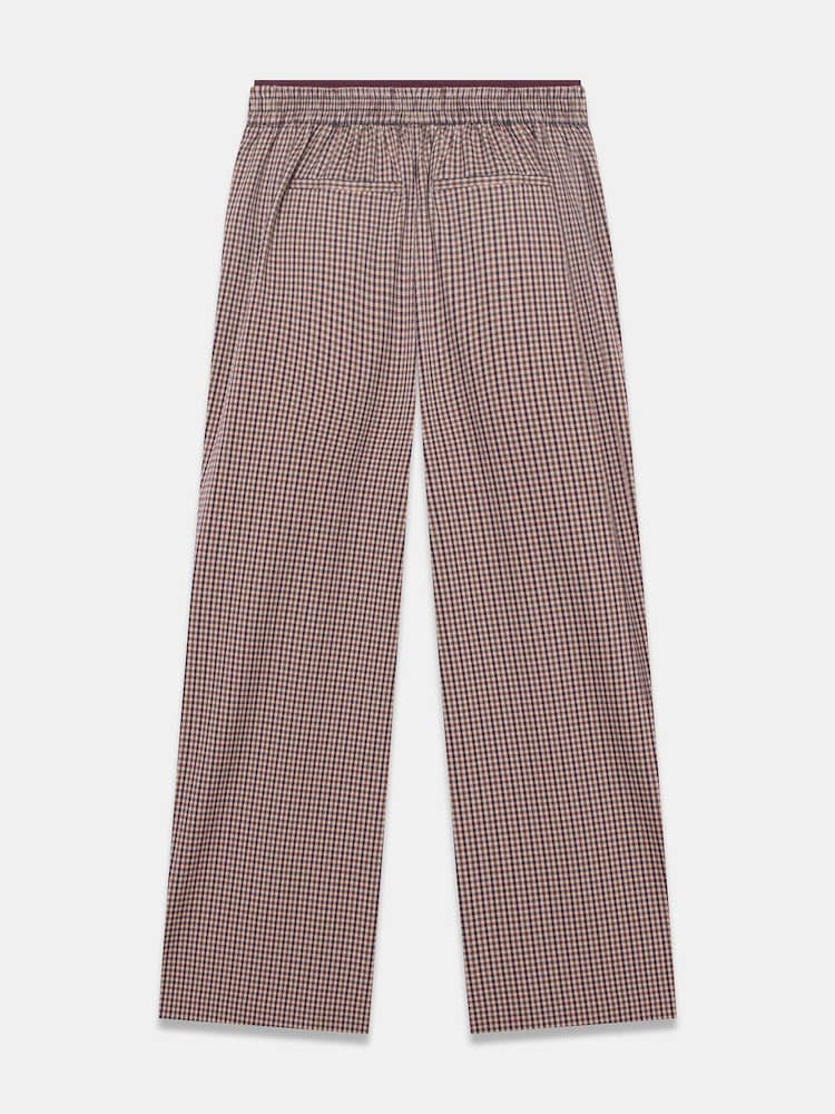 Mint Velvet Checked Contrast Waist Wide Leg Trousers - Obraz 8 z 8