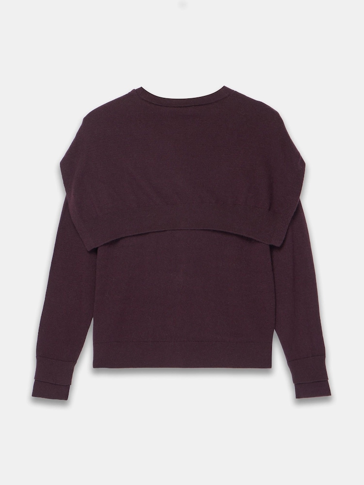 Mint Velvet Wine Red Cotton Blend Scarf Detail Knit Cardigan - Image 7 of 7