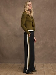黑色 - Mint Velvet Side Stripe Tie Waist Wide Leg Trousers - 图片2 / 7
