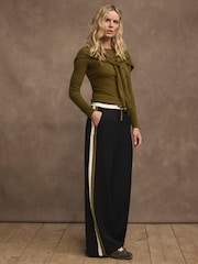 黑色 - Mint Velvet Side Stripe Tie Waist Wide Leg Trousers - 图片4 / 7
