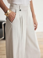 Mint Velvet Grey Pleated Tailored Wide Trousers - Image 3 of 8