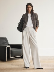 Mint Velvet Grey Pleated Tailored Wide Trousers - Image 5 of 8