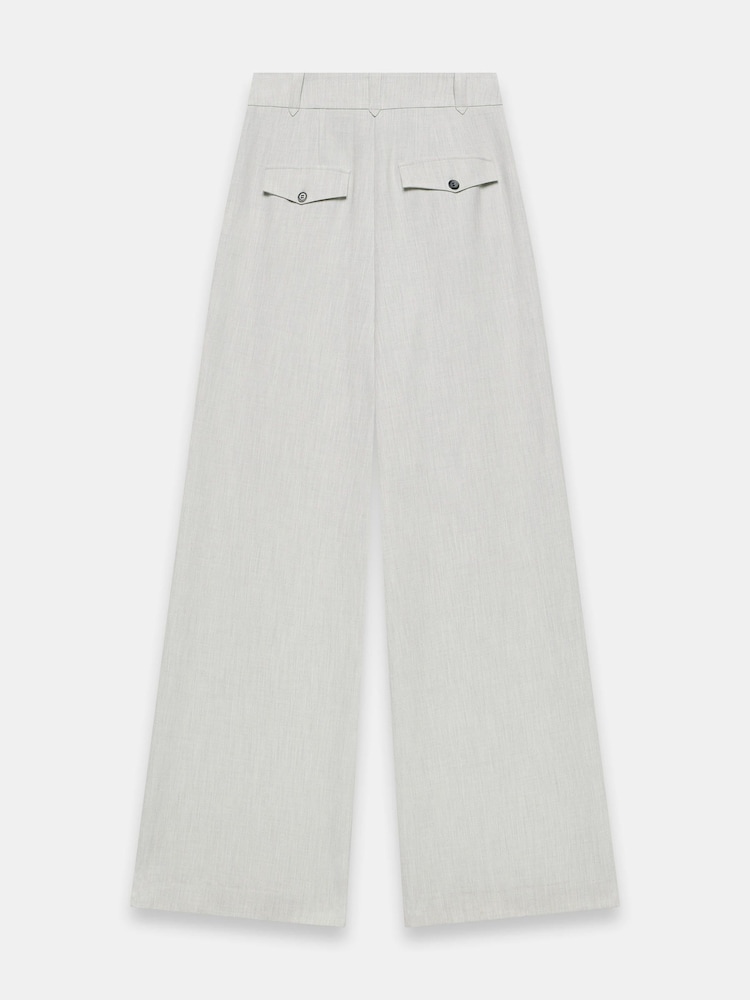 Mint Velvet Grey Pleated Tailored Wide Trousers - Image 8 of 8