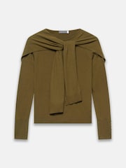 Mint Velvet Green Cotton Blend Scarf Knit Jumper - Image 7 of 8
