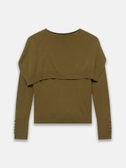 Mint Velvet Green Cotton Blend Scarf Knit Jumper - Image 8 of 8