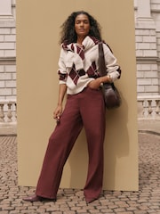 Mint Velvet Natural Argyle Knit Jumper - Image 4 of 8