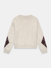 Mint Velvet Natural Argyle Knit Jumper - Image 8 of 8