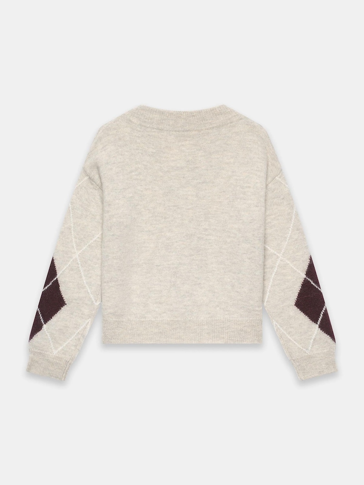 Mint Velvet Natural Argyle Knit Jumper - Image 8 of 8 Mint Velvet Natural Argyle Knit Jumper - Image 8 of 8