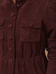 Czerwony - Mint Velvet Suede Peplum Jacket - Obraz 4 z 7