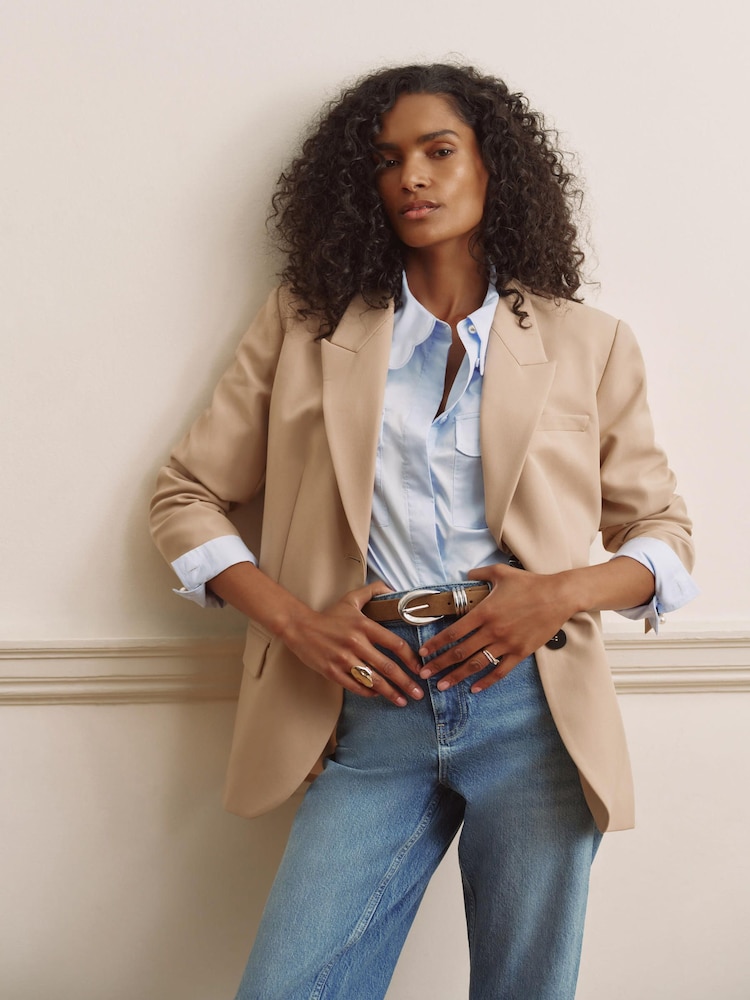 Mint Velvet Natural Single Breasted Blazer - Image 1 of 8 Mint Velvet Natural Single Breasted Blazer - Image 1 of 8