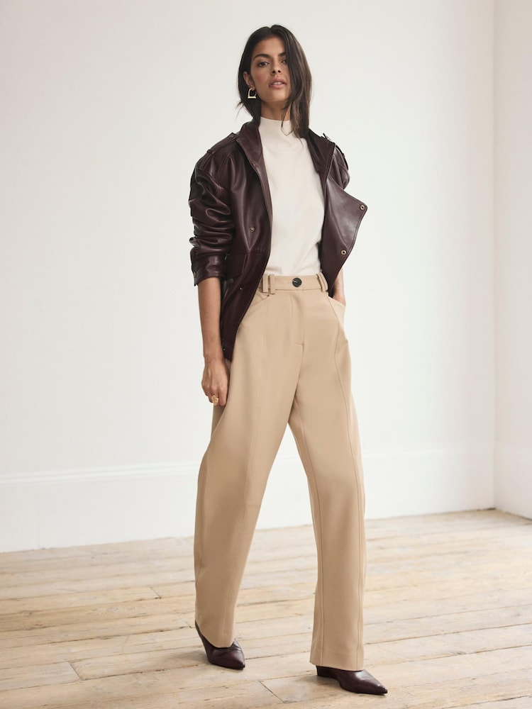 Mint Velvet Natural Tailored Barrel Leg Trousers - Image 2 of 8