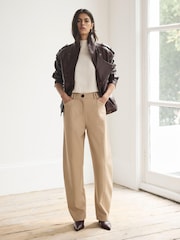 Mint Velvet Natural Tailored Barrel Leg Trousers - Image 5 of 8