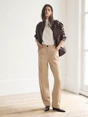 Mint Velvet Natural Tailored Barrel Leg Trousers - Image 6 of 8