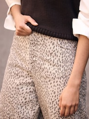 Mint Velvet Natural Leopard Print High Waisted Tapered Barrel Jeans - Image 4 of 7