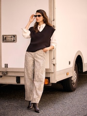 Mint Velvet Natural Leopard Print High Waisted Tapered Barrel Jeans - Image 5 of 7