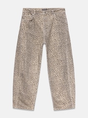 Mint Velvet Natural Leopard Print High Waisted Tapered Barrel Jeans - Image 6 of 7