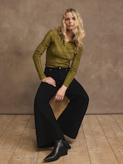 Mint Velvet Green Lace Button Top - Image 2 of 7