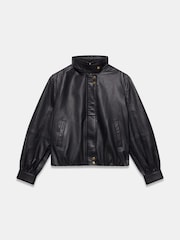 Mint Velvet Black Funnel Neck Leather Jacket - Image 7 of 8