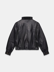 Mint Velvet Black Funnel Neck Leather Jacket - Image 8 of 8