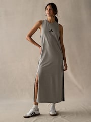 adidas Grey Maxi 3-Stripes Dress - Image 1 of 4