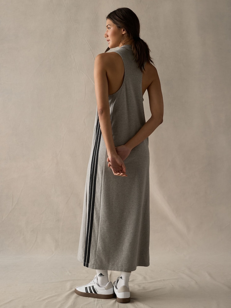 adidas Grey Maxi 3-Stripes Dress - Image 2 of 4