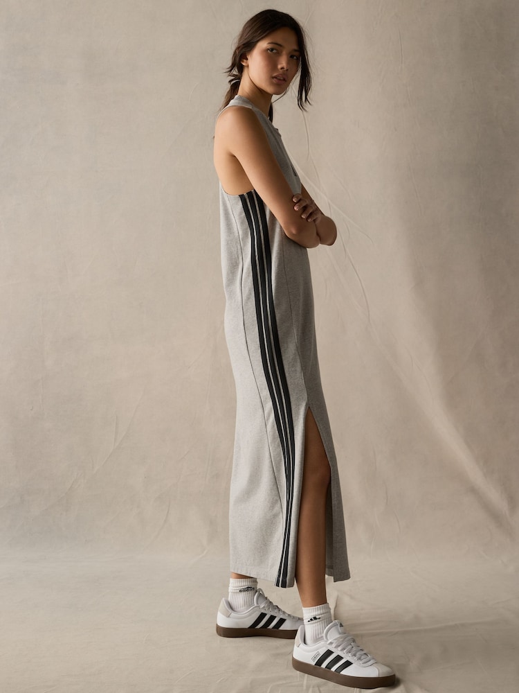 adidas Grey Maxi 3-Stripes Dress - Image 4 of 4