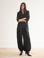 Mint Velvet Black Checked Soft Balloon Trousers - Image 1 of 8