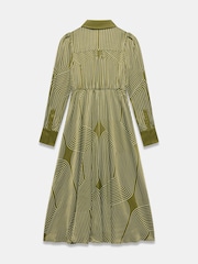 Mint Velvet Green Satin Printed Midi Shirt Dress - Image 7 of 7