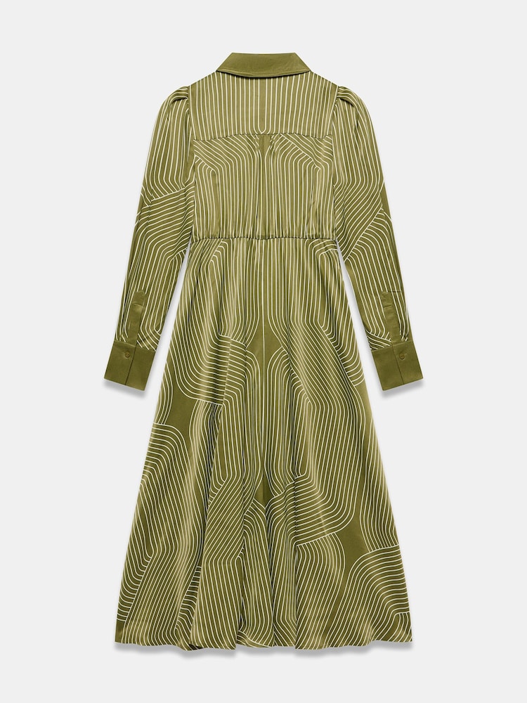 Mint Velvet Green Satin Printed Midi Shirt Dress - Image 7 of 7 Mint Velvet Green Satin Printed Midi Shirt Dress - Image 7 of 7