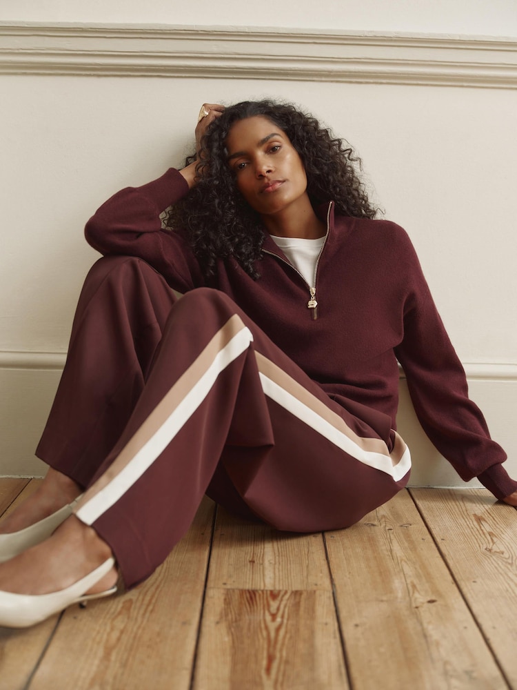 Mint Velvet Red Funnel Neck Zip Through Jumper - Image 1 of 8