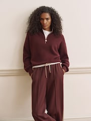 Mint Velvet Red Funnel Neck Zip Through Jumper - Image 2 of 8