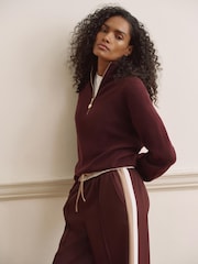 Mint Velvet Red Funnel Neck Zip Through Jumper - Image 6 of 8