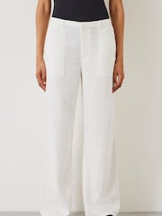 Hush White Raye Linen Straight Leg Trousers - Image 1 of 5