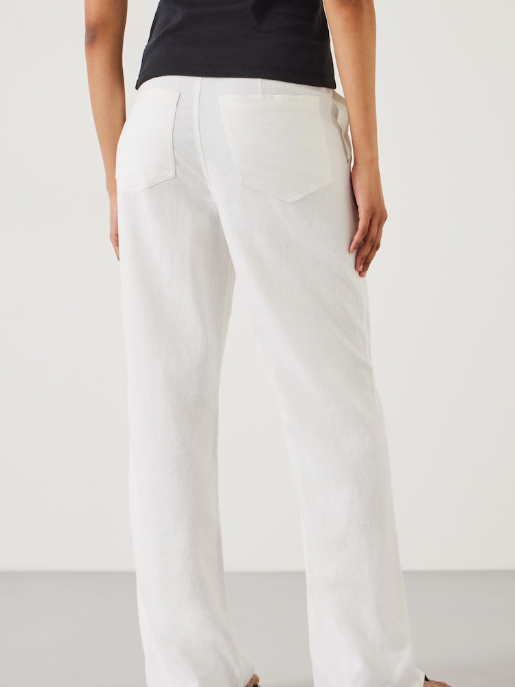 Hush White Raye Linen Straight Leg Trousers - Image 2 of 5