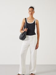 Hush White Raye Linen Straight Leg Trousers - Image 3 of 5