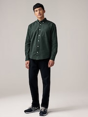 Dark Green Brushed 100% Cotton Oxford Long Sleeve Shirt - Image 2 of 10