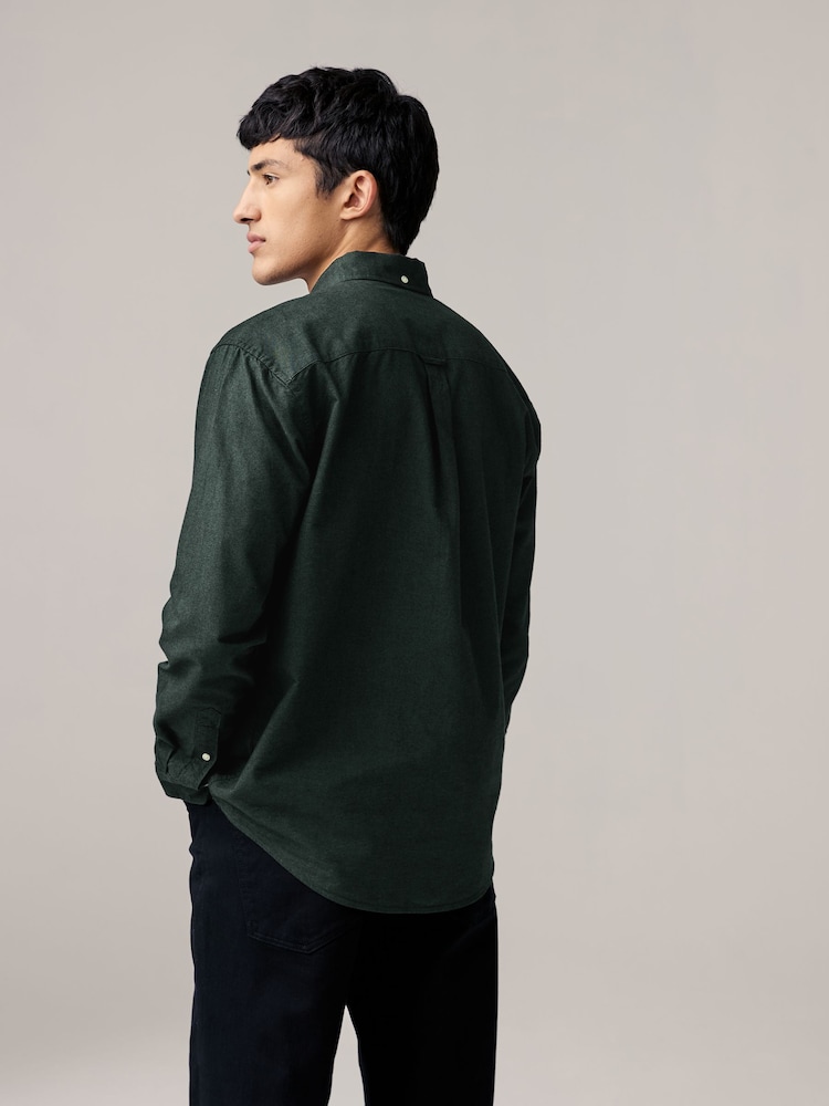 Buy Dark Green Brushed 100% Cotton Oxford Long Sleeve Shirt from Next USA