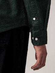 Dark Green Brushed 100% Cotton Oxford Long Sleeve Shirt - Image 6 of 10