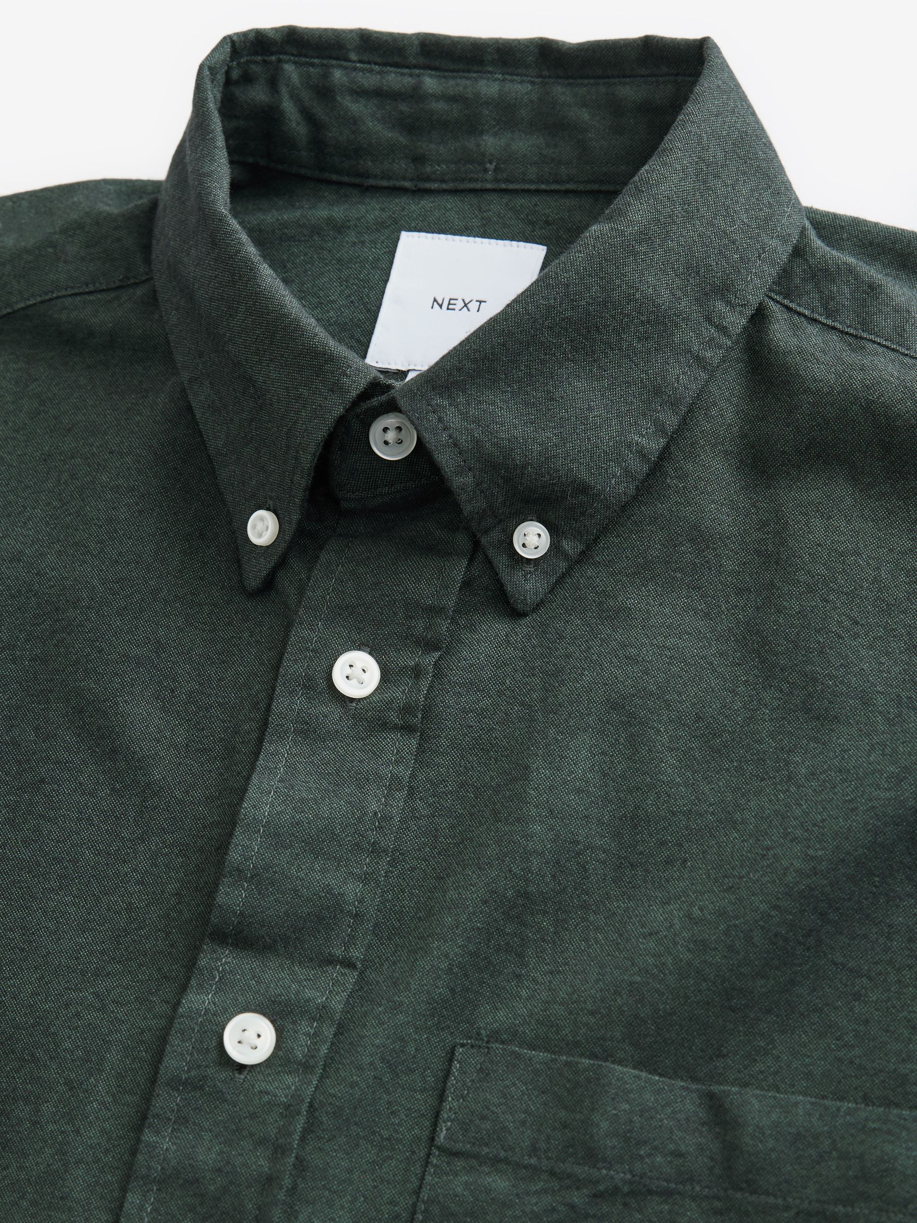 Buy Dark Green Brushed 100% Cotton Oxford Long Sleeve Shirt