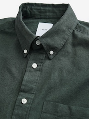 Dark Green Brushed 100% Cotton Oxford Long Sleeve Shirt - Image 8 of 10