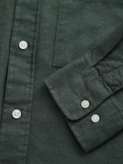 Dark Green Brushed 100% Cotton Oxford Long Sleeve Shirt - Image 9 of 10