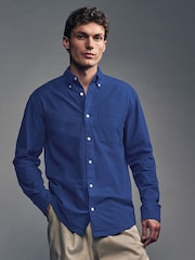 Cobalt Blue Brushed 100% Cotton Oxford Long Sleeve Shirt - Image 1 of 9