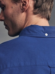 Cobalt Blue Brushed 100% Cotton Oxford Long Sleeve Shirt - Image 5 of 9