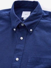 Cobalt Blue Brushed 100% Cotton Oxford Long Sleeve Shirt - Image 7 of 9