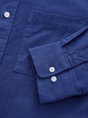 Cobalt Blue Brushed 100% Cotton Oxford Long Sleeve Shirt - Image 8 of 9